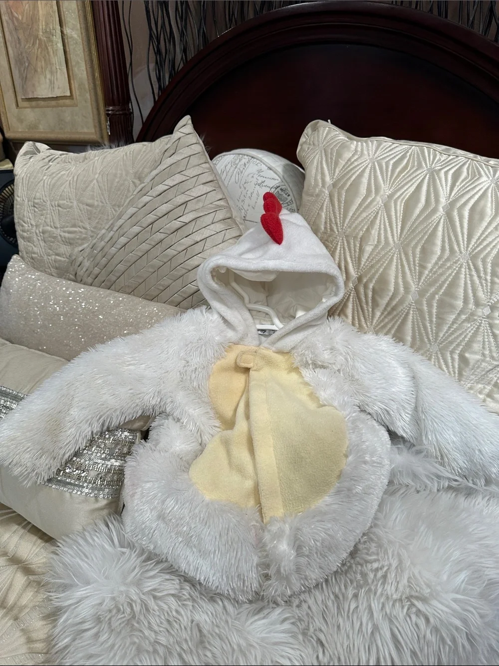 Old Navy White and Pale Yellow Plush Baby Costume Jacket